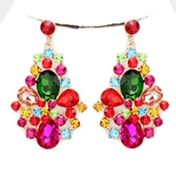 Oversized Vitrail Crystal Statement Necklace Set - STUNNING! - Picture 2 of 6